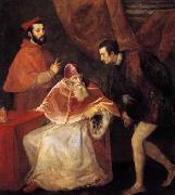 TIZIANO Vecellio, Pope Paul III with his Nephews Alessandro and Ottavio Farnese